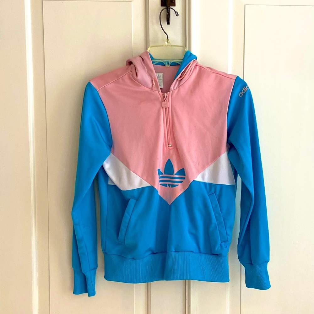 Vintage 90s Adidas 1/4 Pullover Hoodie Sweatshirt